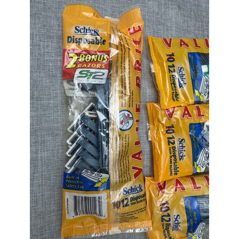 Schick ST2 Slim Twin Disposable Razors 48 Count Total 4 Packs of 12 Vintage 2008 - Picture 3 of 3